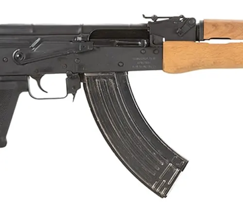 Close-up of the midsection of a Century Arms WASR-10 rifle