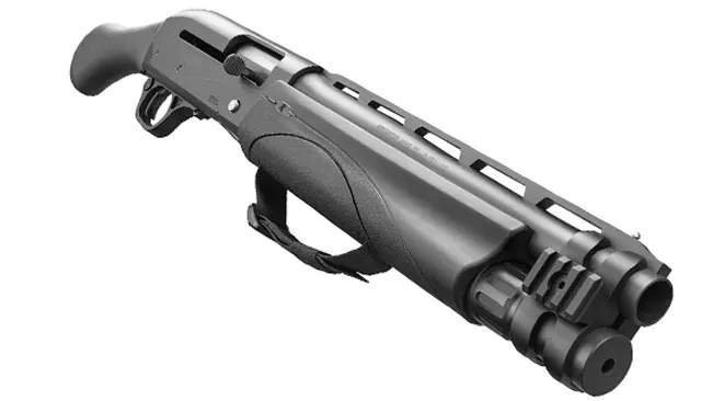 Side view of a Remington V3 TAC-13 semi-auto shotgun with birdshead grip
