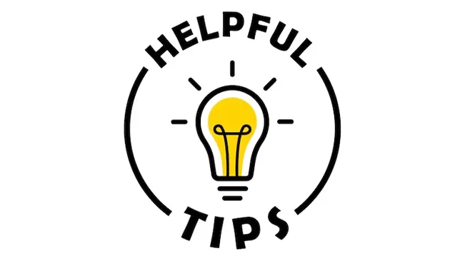 Logo featuring a light bulb with the text 'HELPFUL TIPS' encircled by a light ray pattern.