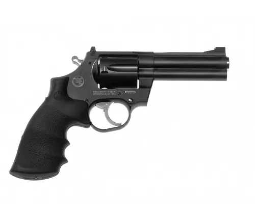 Korth Nighthawk Mongoose revolver with a matte black finish and ergonomic grip on a white background.