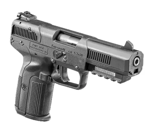 FN Five-SeveN semi-automatic pistol with visible branding and 5.7x28mm caliber marking.