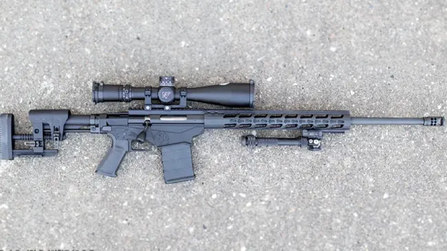 Ruger Precision Rifle with scope mounted on top