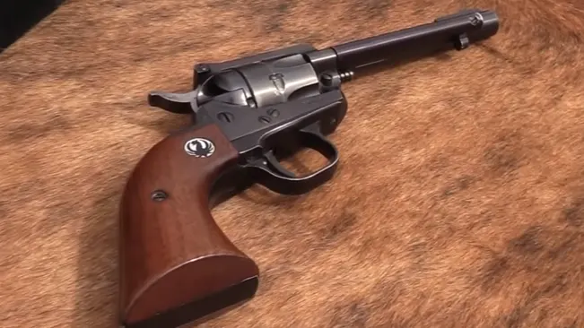  Ruger Single-Six revolver placed on a furry animal hide.