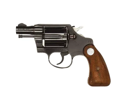 Colt Detective Special revolver with a blued finish and wooden grip.