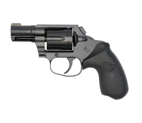 Colt Night Cobra revolver with a matte black finish and textured grip.
