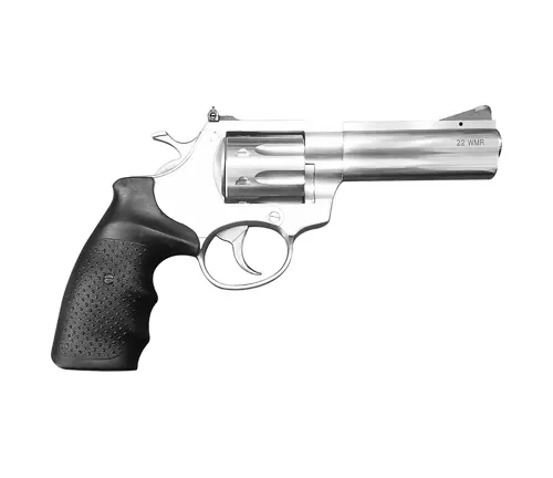Rock Island Armory AL22M revolver with stainless steel finish and black grip.